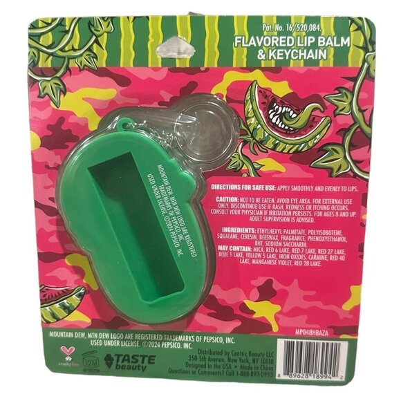1 x Taste Beauty Oval Mtn Dew Lip Balm Major Melon Flavored + Keychain/Keyring - Picture 2 of 2